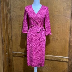 Diane Von Furstenberg Julian 2 Classic Pink Silk Jersey Wrap Dress - EUC